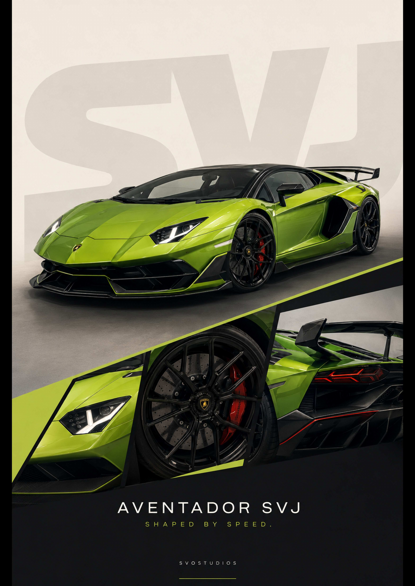 Green Aventador SVJ Speed Study artwork