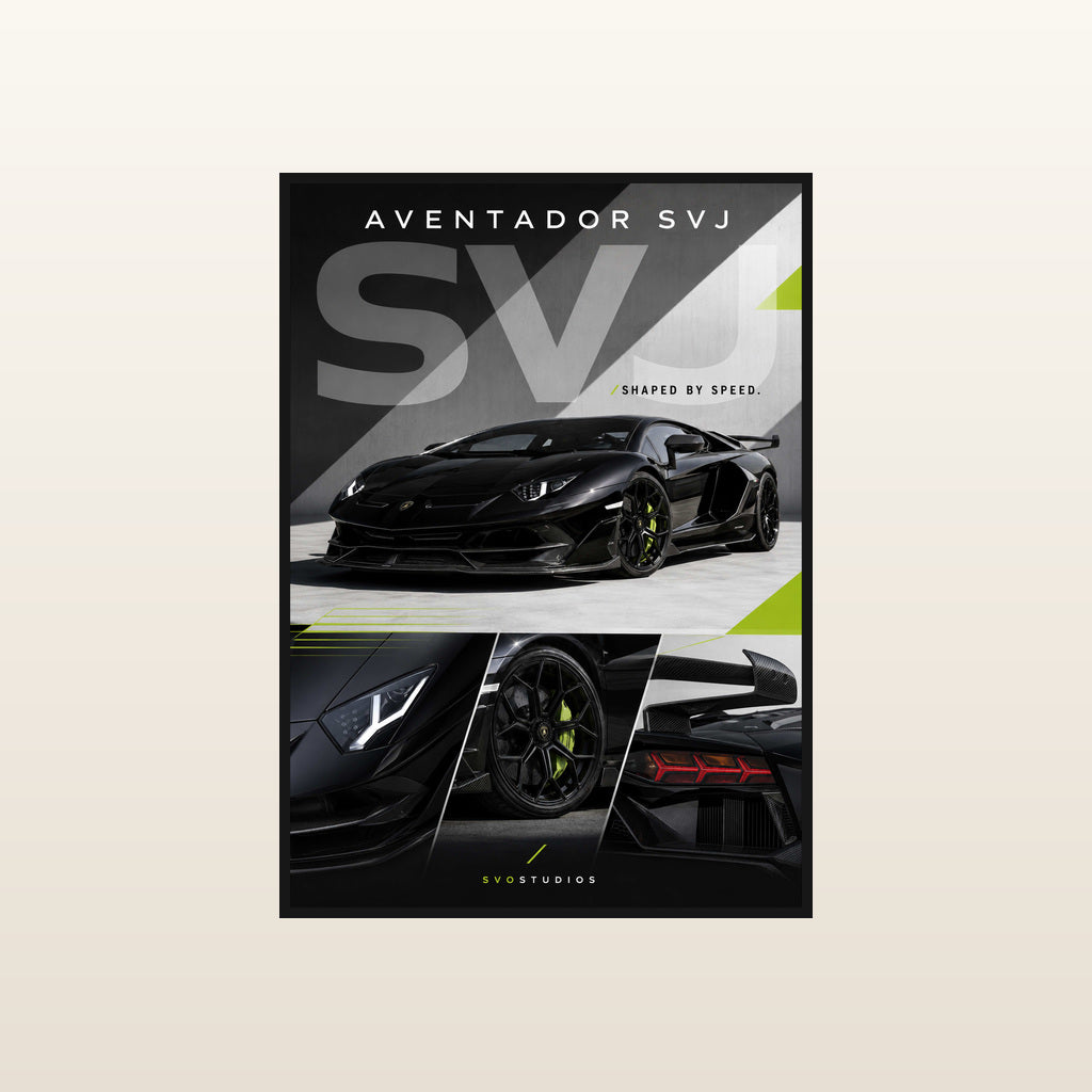 Black Aventador SVJ — Shaped by Speed in Standard black frame