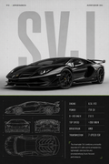 Black Aventador SVJ Technical Blueprint artwork