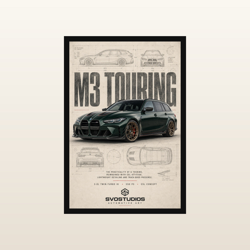BMW M3 Touring CSL Concept Blueprint in Classic black frame