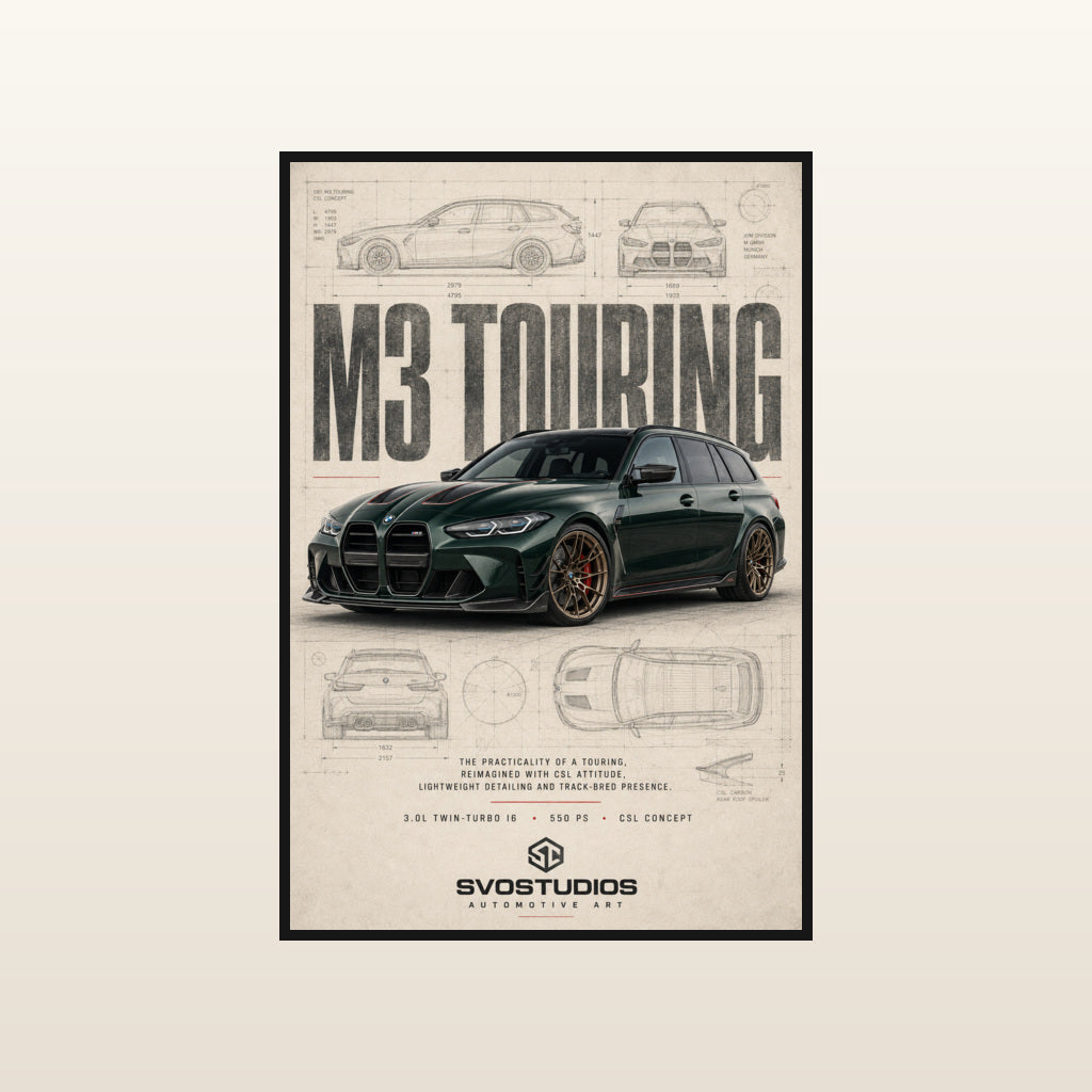 BMW M3 Touring CSL Concept Blueprint in Standard black frame