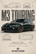 BMW M3 Touring CSL concept blueprint artwork by SVOSTUDIOS