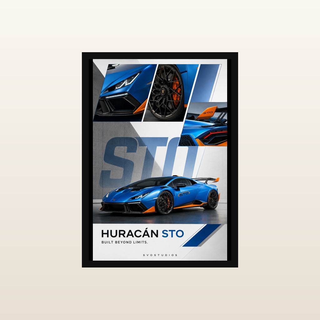 Electric Blue Huracán STO Editorial in Classic black frame