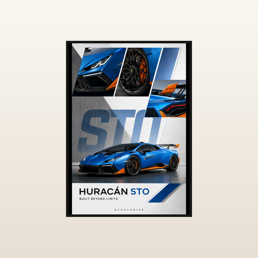 Electric Blue Huracán STO Editorial in Standard black frame