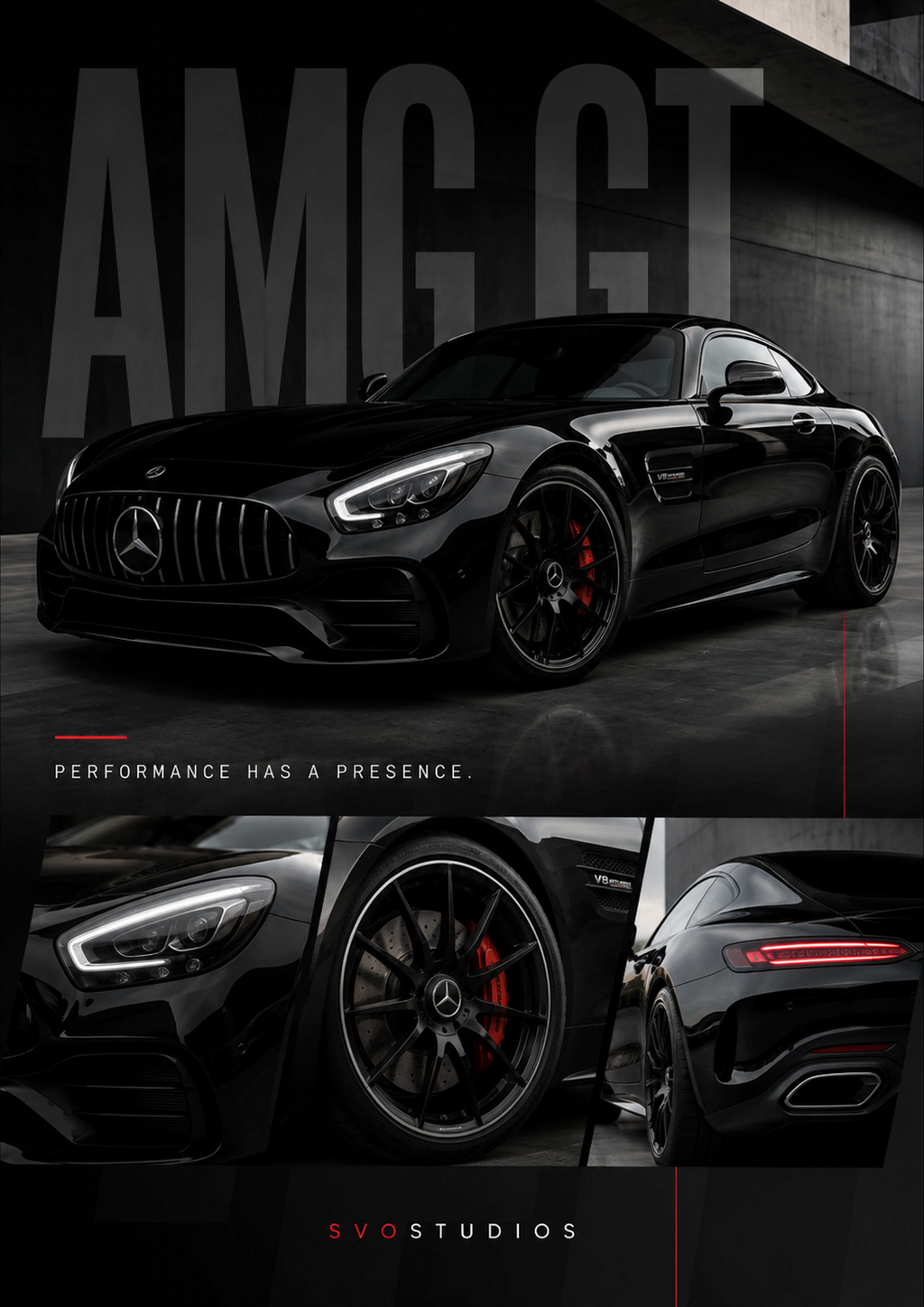 Gloss Black AMG GT Automotive Wall Art artwork