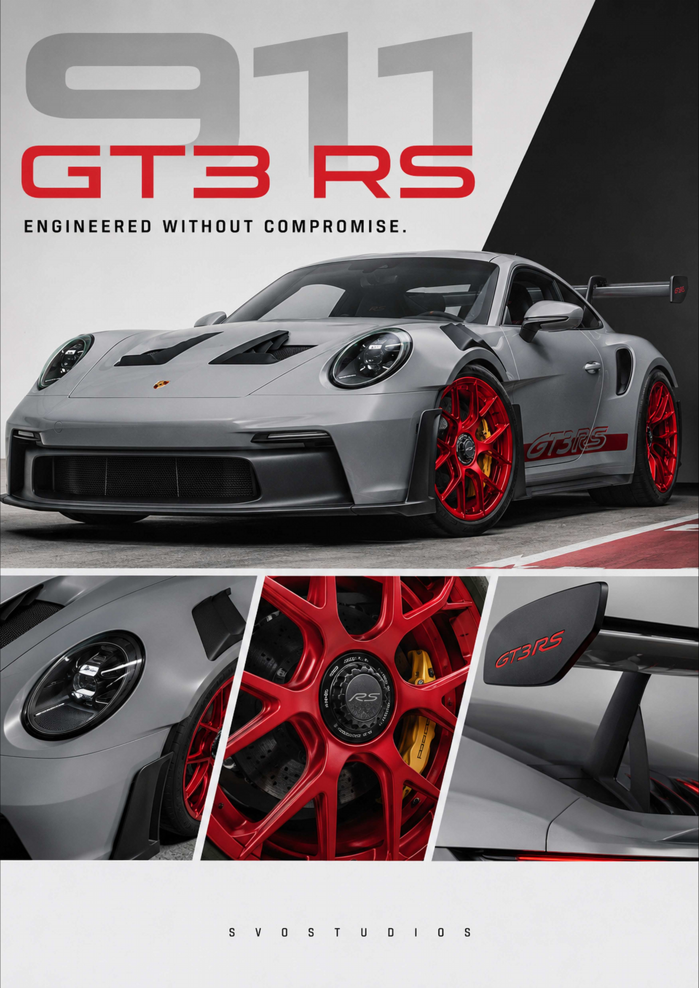 Ice Grey Porsche 911 GT3 RS artwork