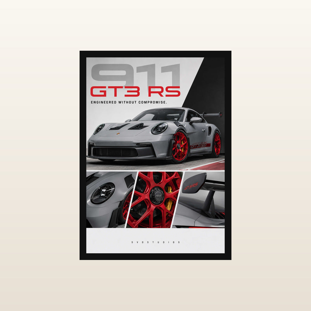 Ice Grey Porsche 911 GT3 RS in Classic black frame