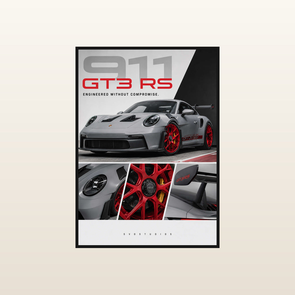 Ice Grey Porsche 911 GT3 RS in Standard black frame