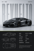 Matte Black Revuelto Technical Blueprint artwork by SVOSTUDIOS