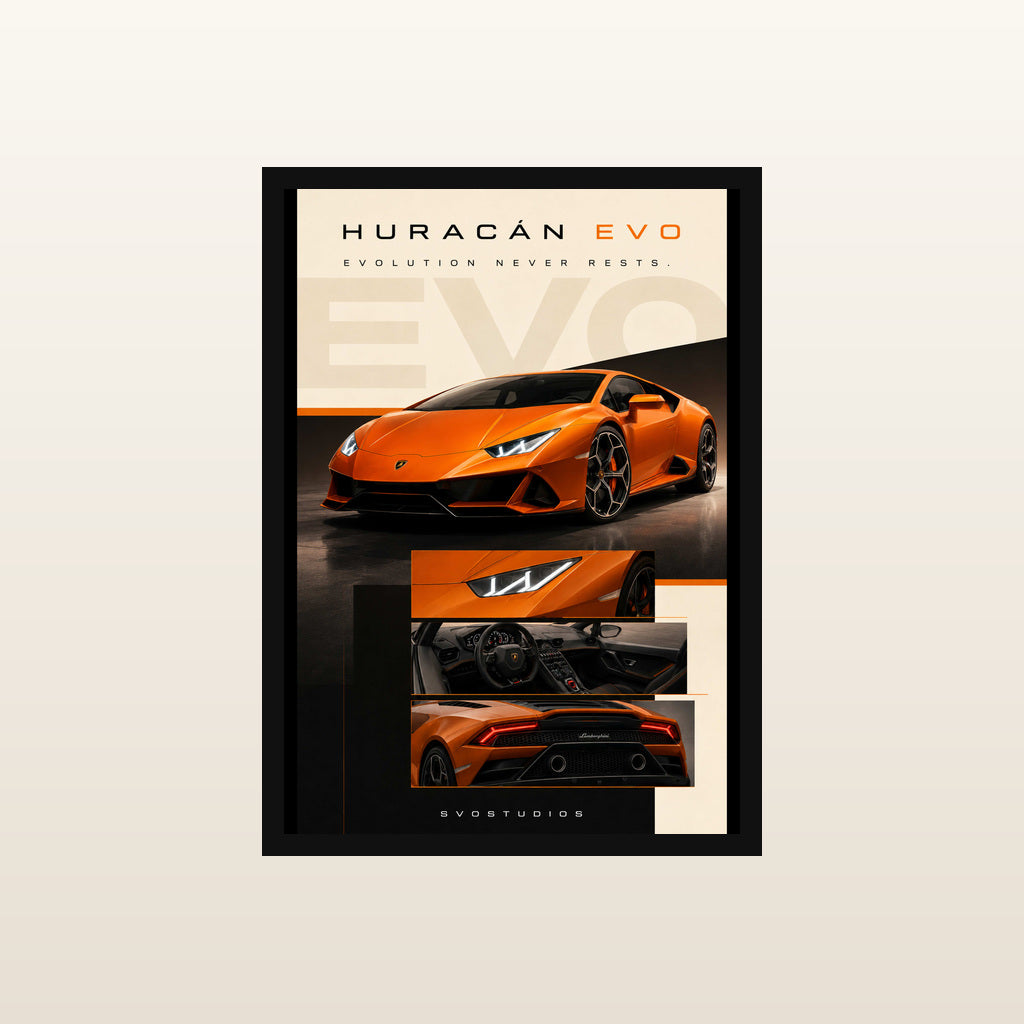 Pearl Orange Huracán EVO Showcase in Classic black frame