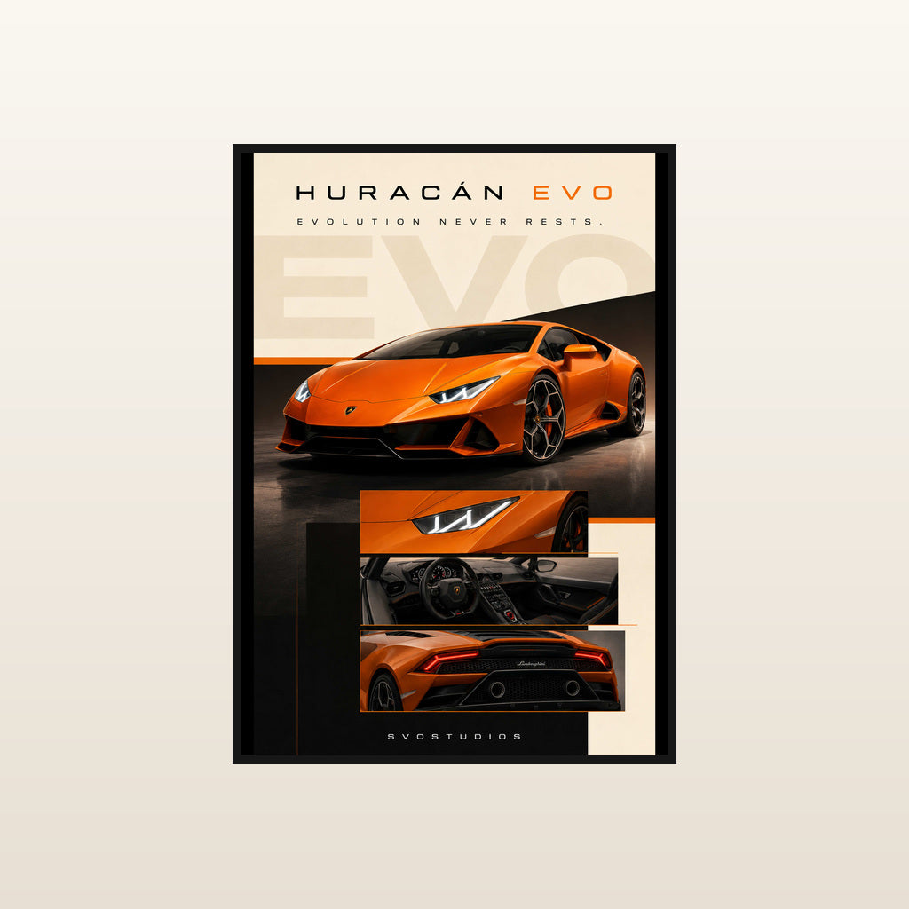 Pearl Orange Huracán EVO Showcase in Standard black frame