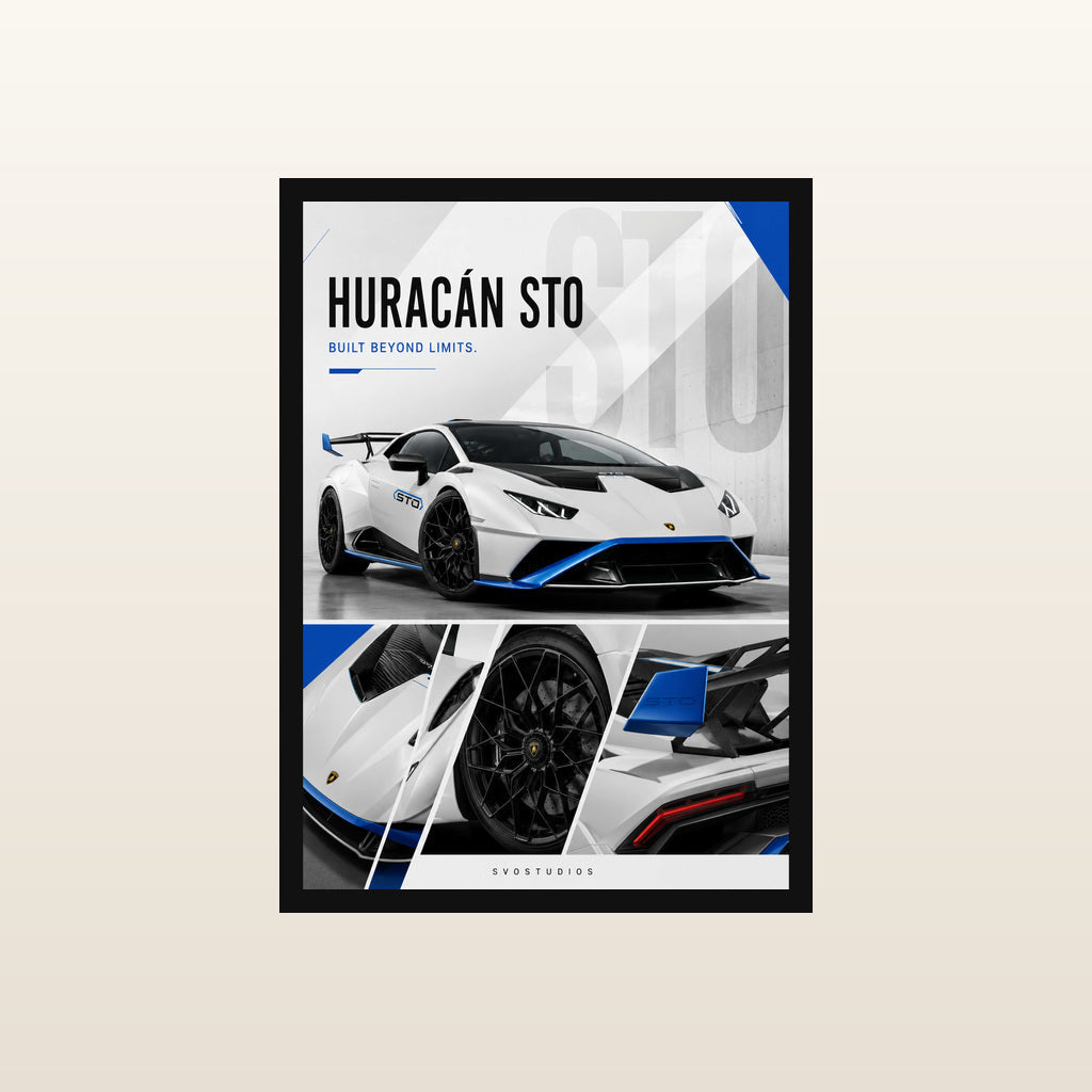 Pearl White Huracán STO in Classic black frame