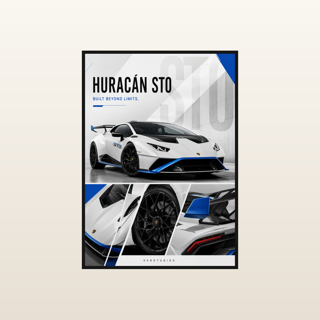 Pearl White Huracán STO in Standard black frame