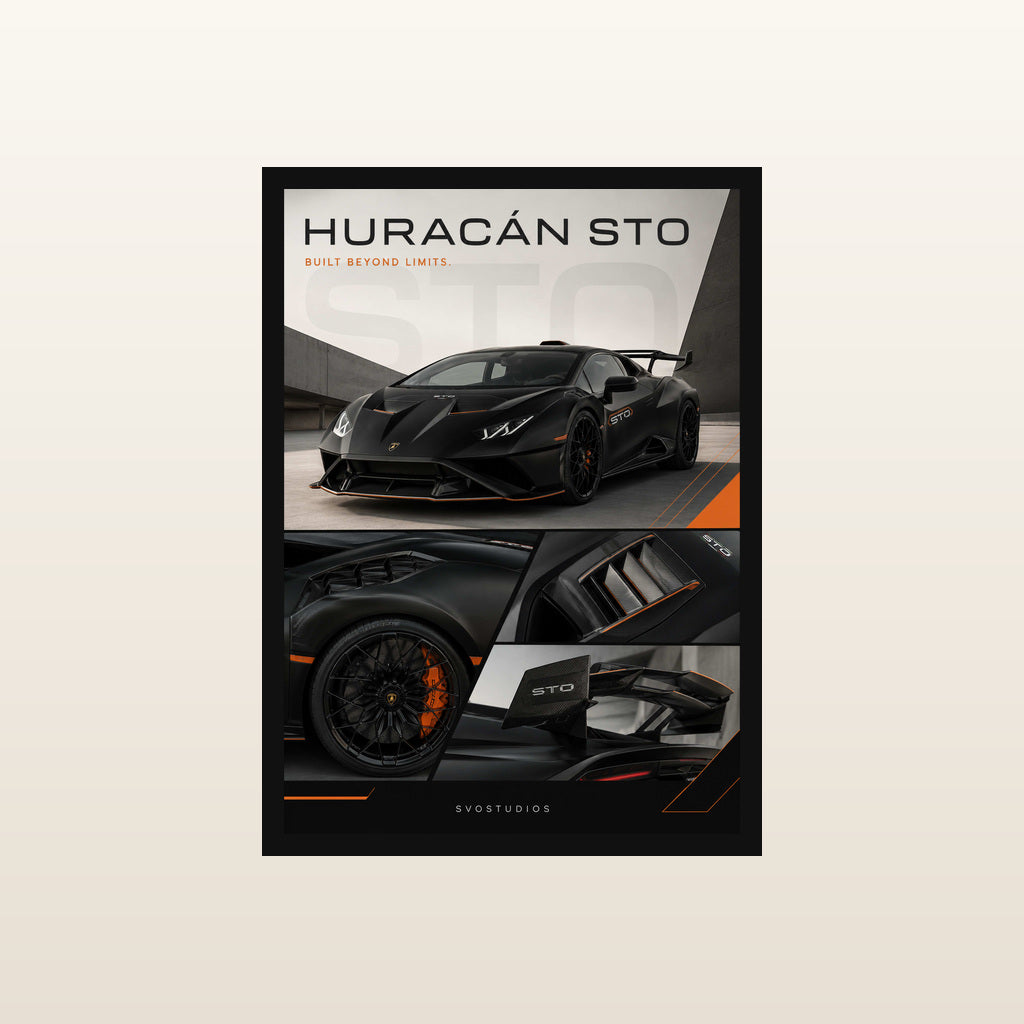 Satin Black Huracán STO in Classic black frame