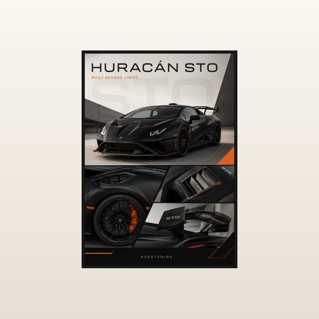 Satin Black Huracán STO in Standard black frame