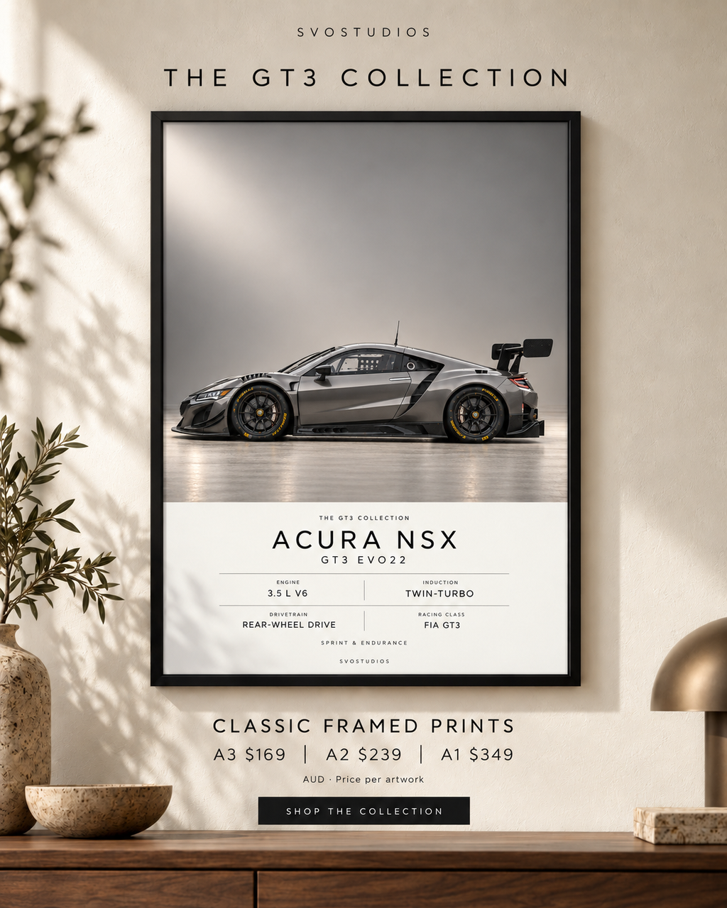 Acura NSX GT3 EVO22 in a Classic Frame — campaign image