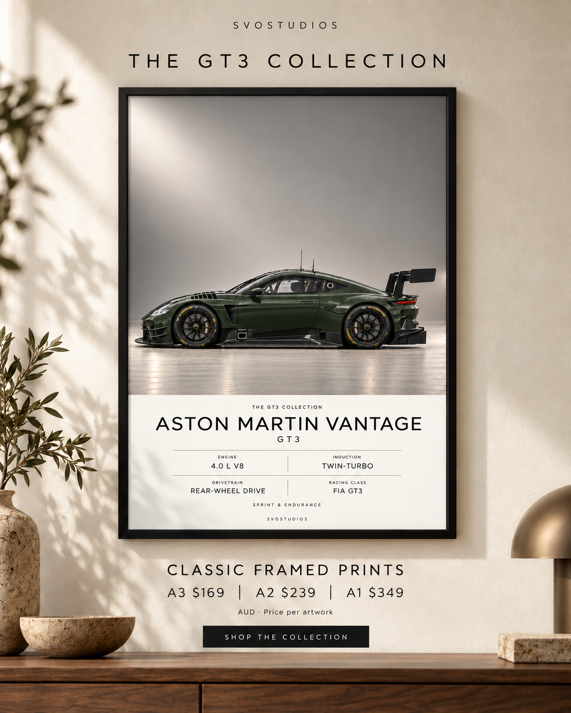 Aston Martin Vantage GT3 in a Classic Frame — campaign image