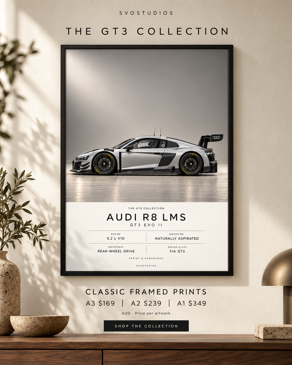 Audi R8 LMS GT3 EVO II in a Classic Frame — campaign image