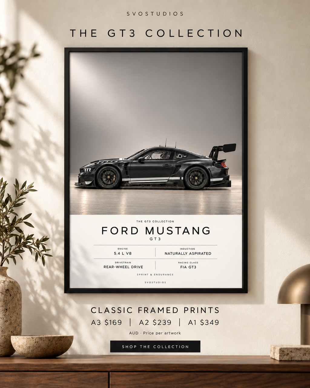 Ford Mustang GT3 in a Classic Frame — campaign image