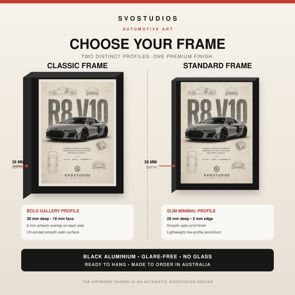 SVOSTUDIOS Classic and Standard black aluminium frame comparison guide