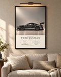 Ford Mustang GT3 — GT3 Studio Edition in a black Classic frame above a neutral sofa with warm picture lighting