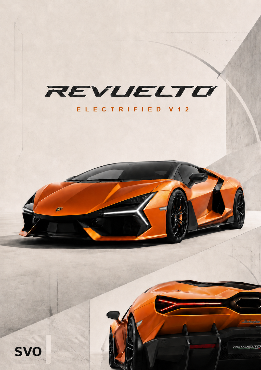Orange Revuelto Electrified V12 Automotive Wall Art artwork