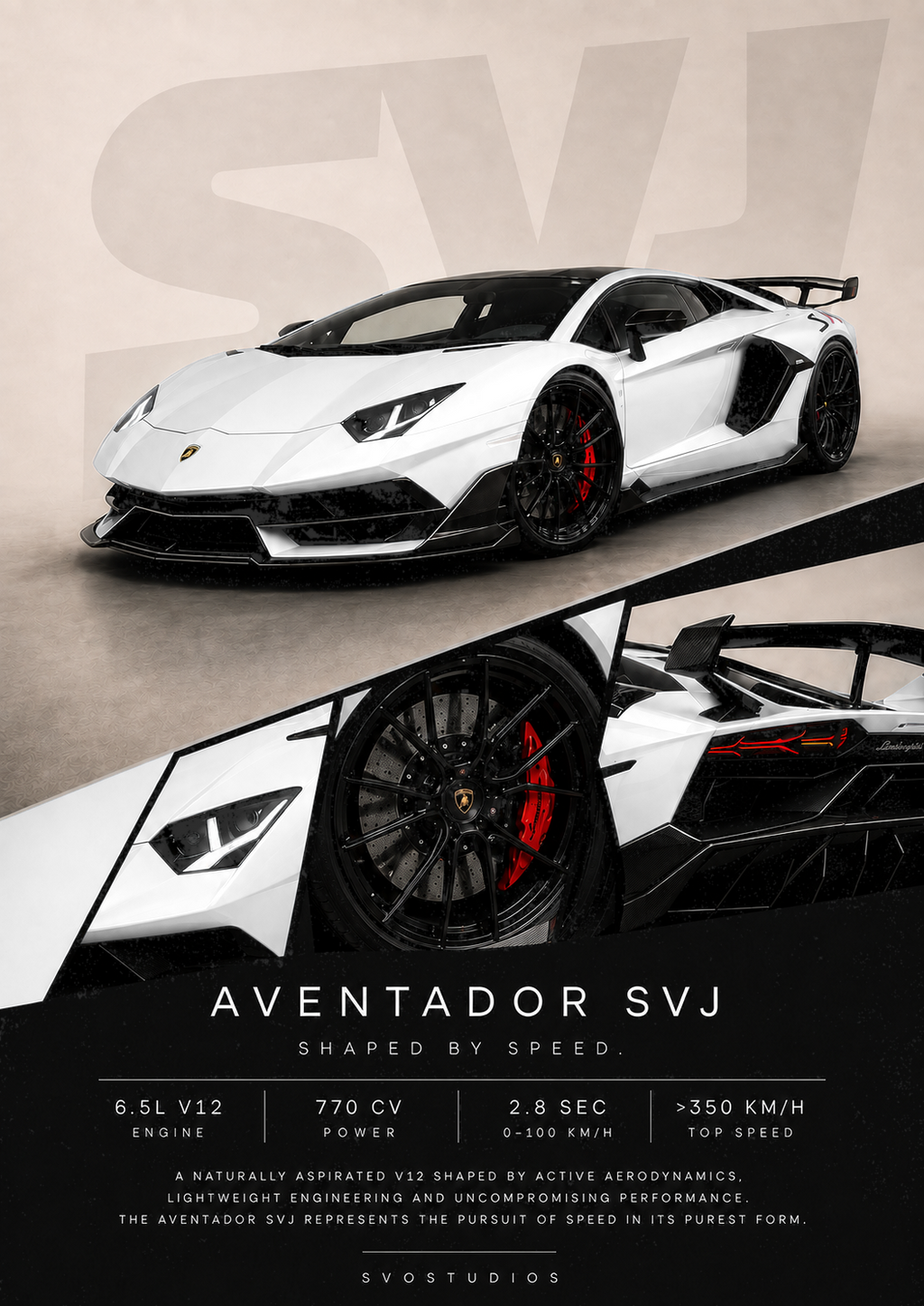 Pearl White Aventador SVJ Automotive Wall Art artwork