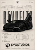Matte Black Revuelto Warm Technical Blueprint artwork