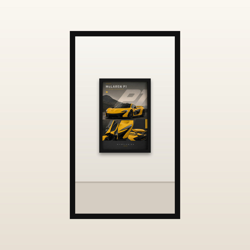 Volcano Yellow McLaren P1 in Classic black frame