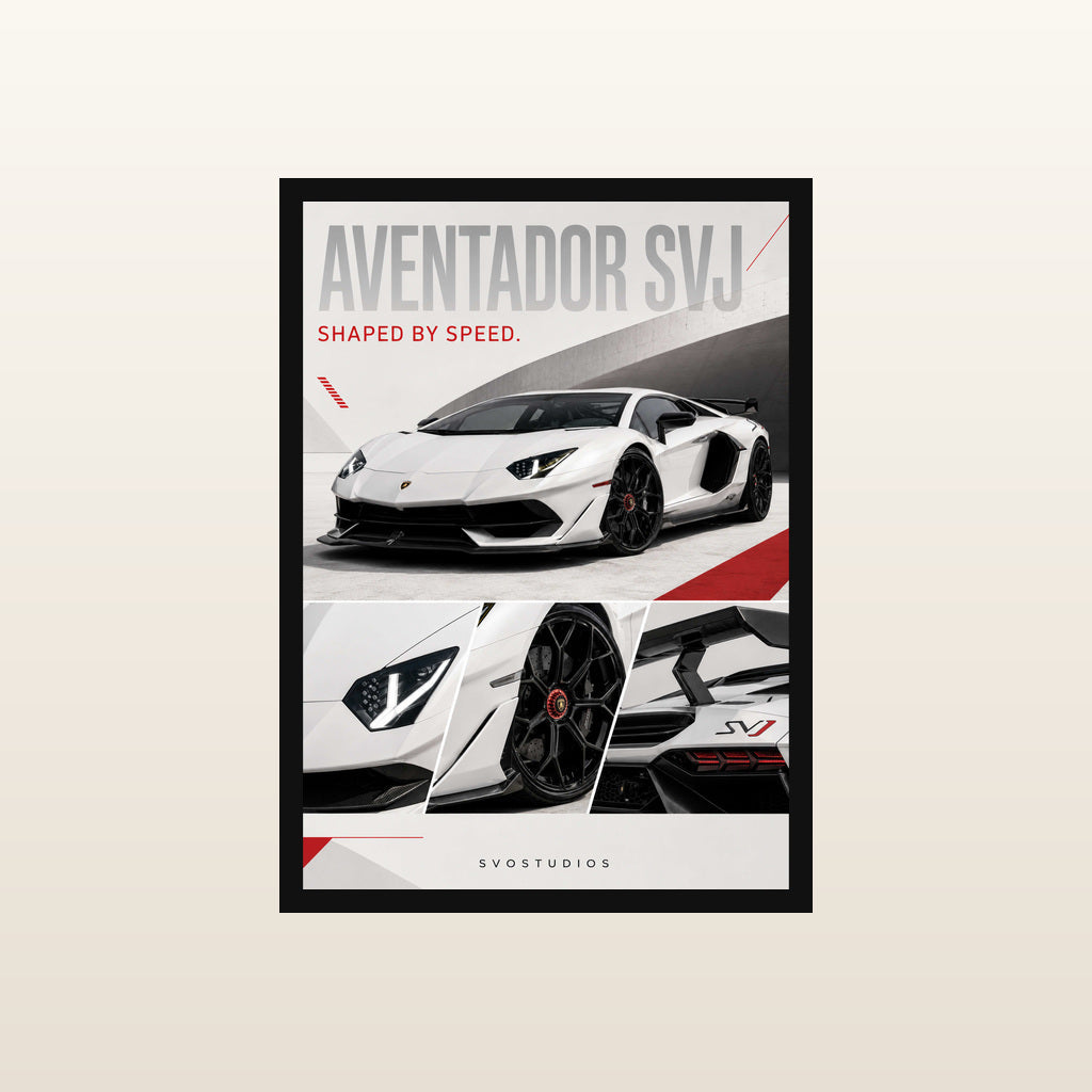 White Aventador SVJ Luxury Editorial in Classic black frame