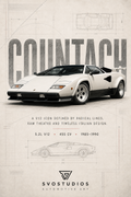 White Lamborghini Countach heritage blueprint artwork by SVOSTUDIOS